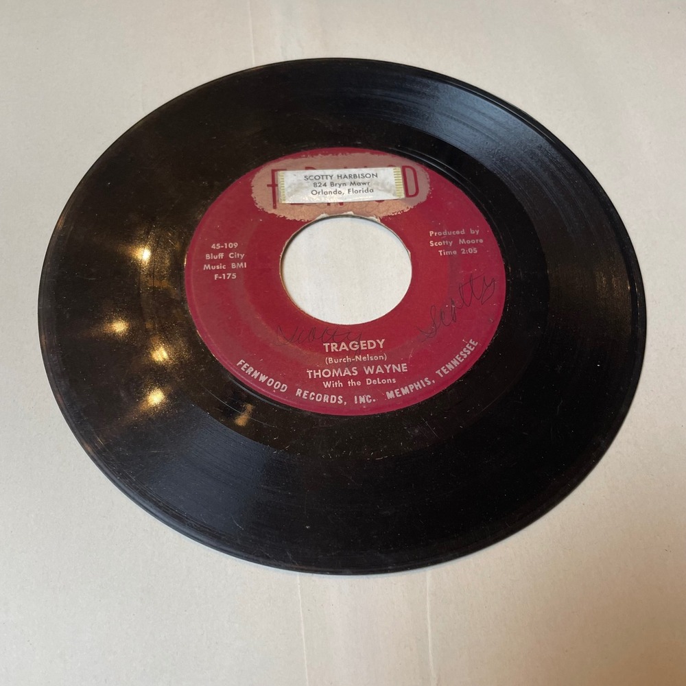 Thomas Wayne 45‎ RPM Tragedy Fernwood Records Vintage Rockabilly Record